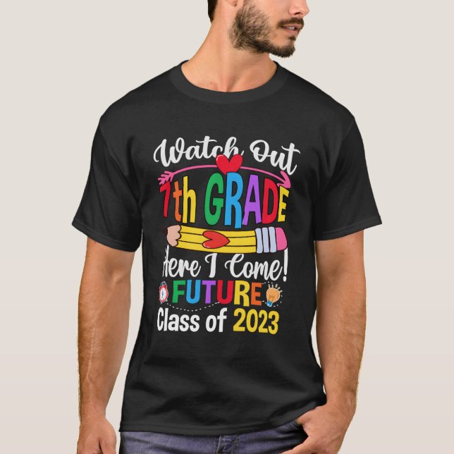 T-shirt Attention 7Ème Année Je Viens Future Classe De 20 (Devant)