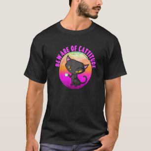 T-shirt Attention à Cattitude Jeu de mots sur chat Chaton
