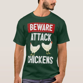 T-shirt Attention aux attaques poulets Drôle Producteur de
