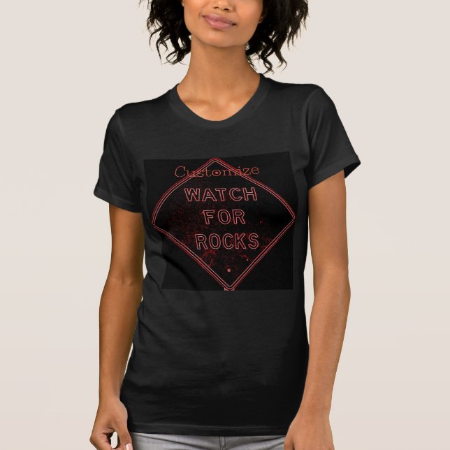 T-shirt Attention aux roches signe noir (Devant)