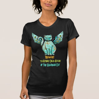 T-shirt Attention, Chat Turquoise En Pierre Personnalisé