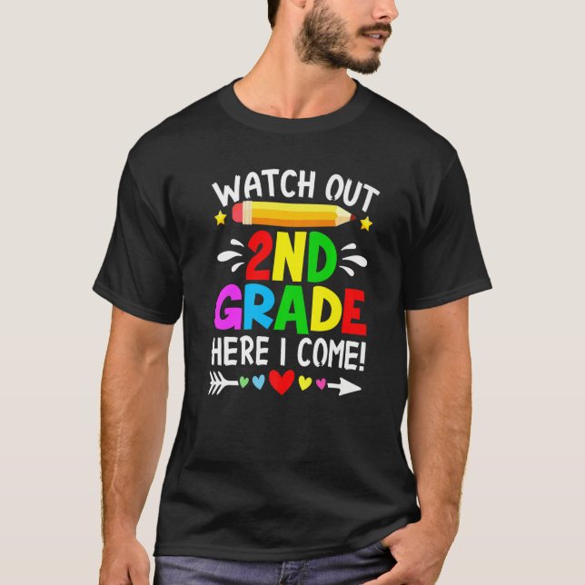 T-shirt Attention Étudiants de 2e année Enseignant Je vien (Devant)