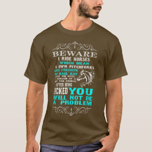 T-shirt Attention Je Ride Chevaux Amusant Cheval
