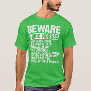 T-shirt Attention Je Ride Chevaux Equestre Femmes Drôle Ch