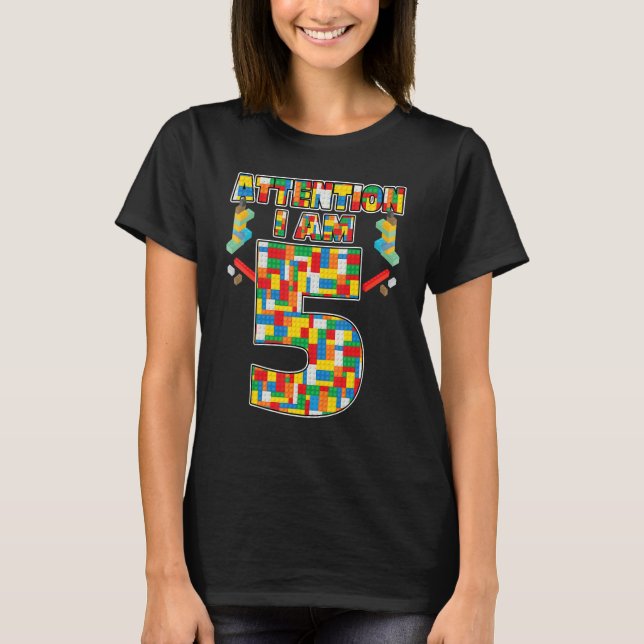 T-shirt Attention Je suis 5 5e anniversaire (Devant)