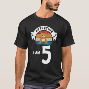 T-shirt Attention Je suis 5 chat 5Anniversaire Jour de nai