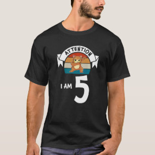 T-shirt Attention Je suis 5 chat 5Anniversaire Jour de nai