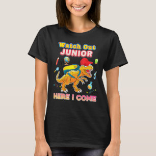 T-shirt Attention Junior Ici Je Viens Dinosaur T-Rex Kid B