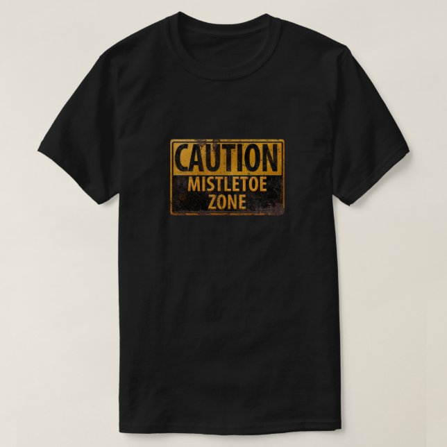 T-shirt Attention Mistletoe Zone Joyeux Noël Baiser Danger (Design devant)