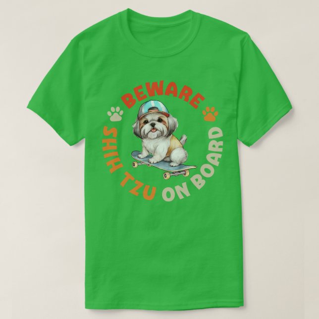T-shirt Attention Shih Tzu À Bord (Design devant)