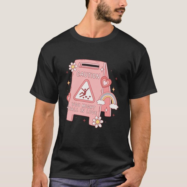 T-shirt Attention Vous Pourriez Tomber Dans L'Amour Retro  (Devant)