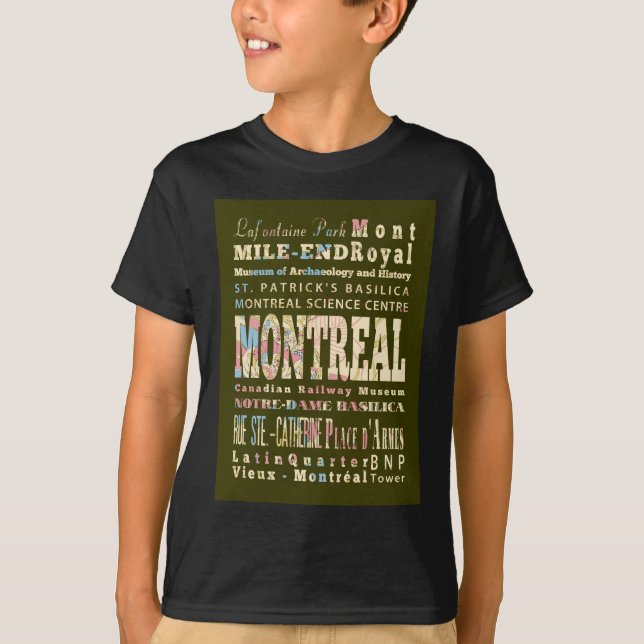 T-shirt Attractions et endroits célèbres de Montréal, (Devant)