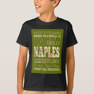 T-shirt Attractions et endroits célèbres de Naples, Italie
