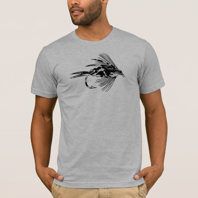 T-shirt Attrait noir de pêche de mouche de Camo (Devant)