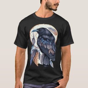 T-shirt Attrape-rêve de corbeau tribal aquarelle corbeau