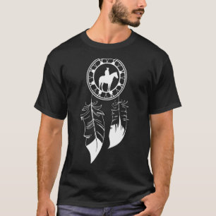 T-shirt Attrape-rêves Plumes Cavalier de cheval indien