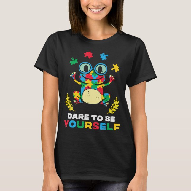 T-shirt Attrapez cette mignonne grenouille puzzle Osez êtr (Devant)