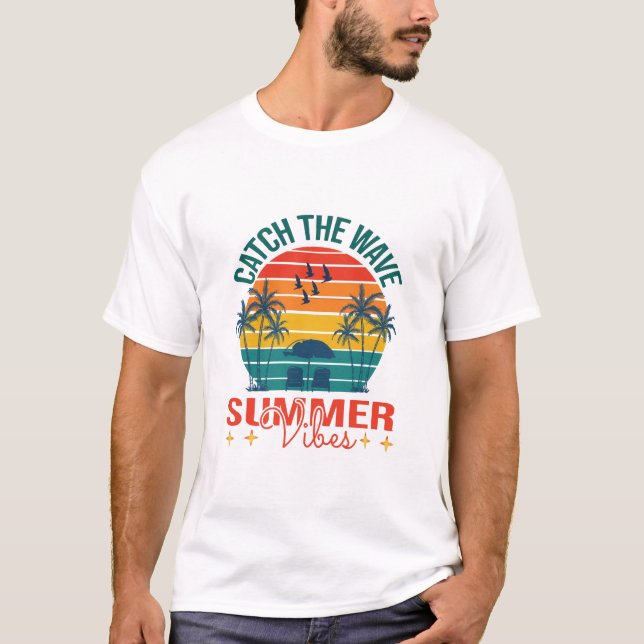 T-shirt Attrapez la vague d'été (Devant)