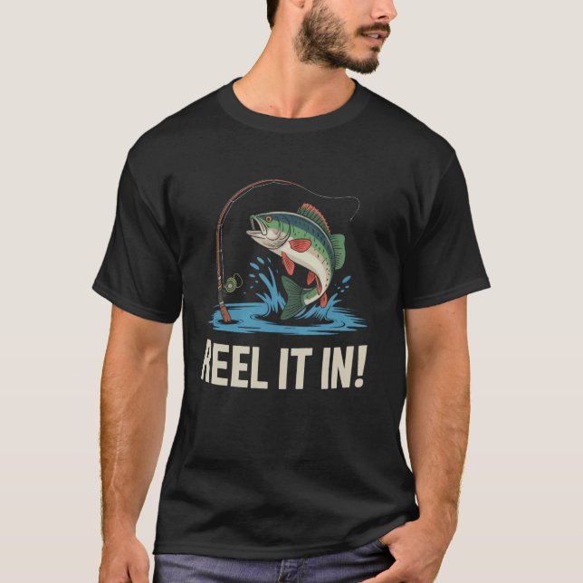 T-shirt Attrapez-le drôle de pêche à la basse prise (Devant)