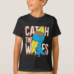 T-shirt Attrapez Les Vagues Dino Surf Drôle mignon