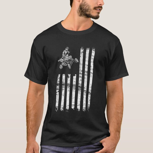 T-shirt Atv Drapeau Américain Quatre Routeurs Quad Vélo (Devant)