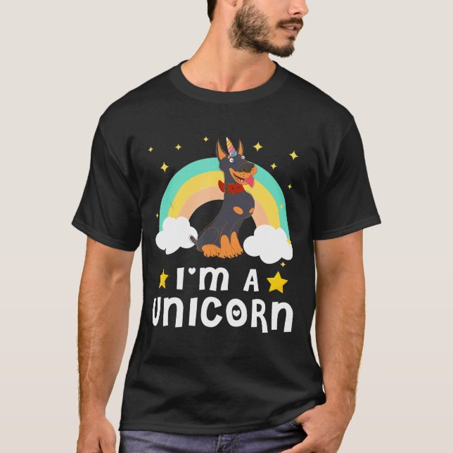 T-shirt Au A Unicorn Doberman Dog (Devant)