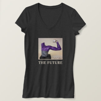 T-shirt au col V gris foncé de la FUTURE-Femme