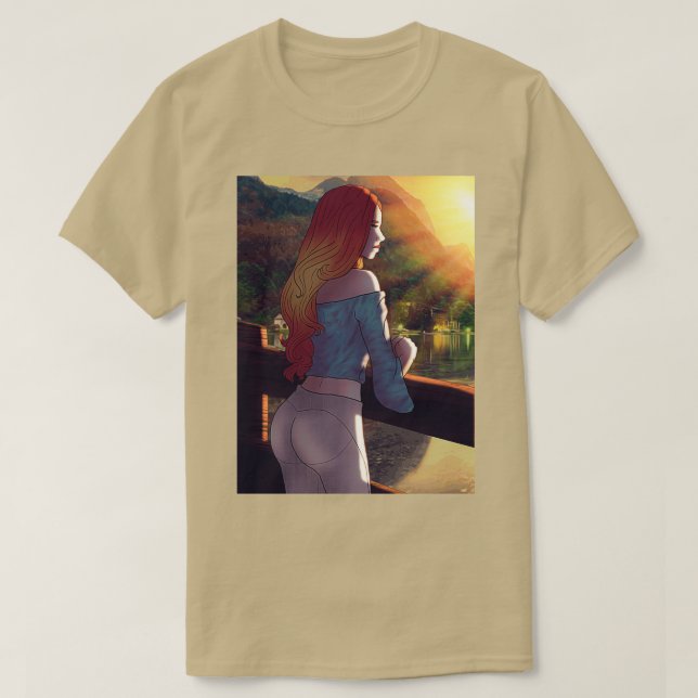 T-shirt Au Coucher Du Soleil (Design devant)