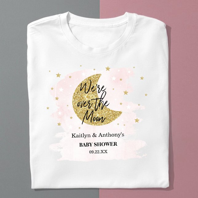 T-shirt Au-Dessus De La Lune | Baby shower filles (Créateur téléchargé)
