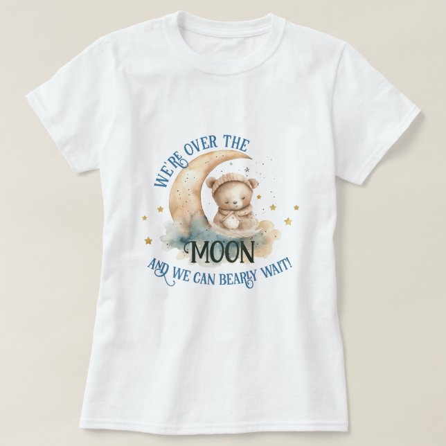 T-shirt Au-Dessus De La Lune Teddy Bear Bébé Garçon Douche (Design devant)