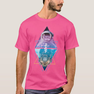 T-shirt Au-Dessus Et Au-Dessous De L'Astronaut Casque Spat