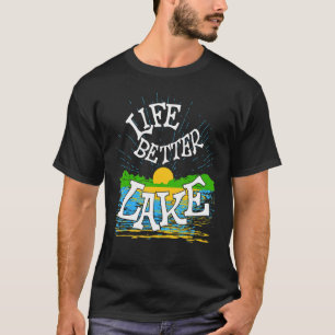 T-shirt Au Lac Pêche Bateau Bateau Lac Vie Design