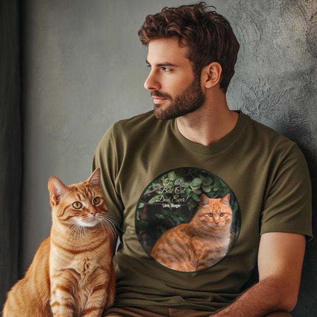 T-shirt Au meilleur chat papa jamais photo personnalisée (Créateur téléchargé)