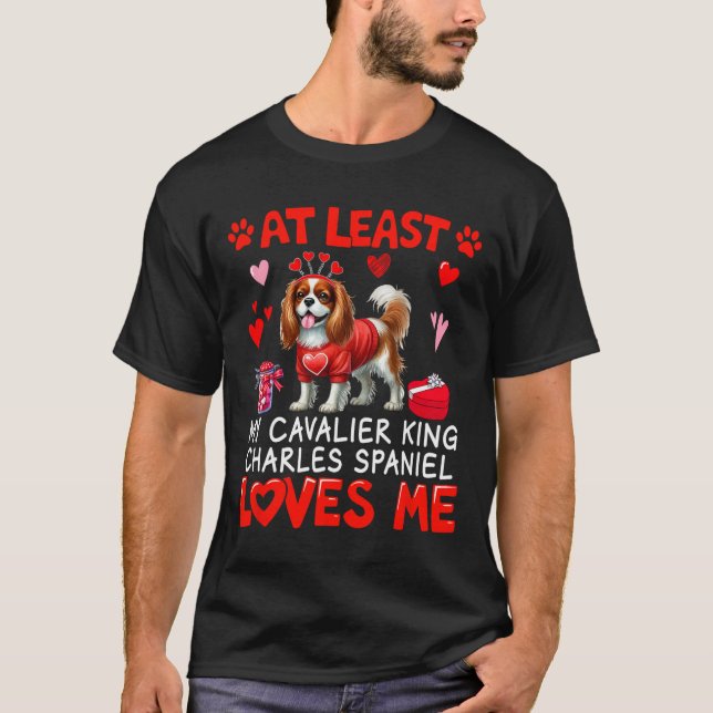T-shirt Au moins Cavalier King Charles Spaniel m'aimant V (Devant)
