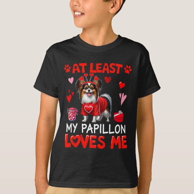 T-shirt Au moins mon Papillon m'aimant la Saint-Valentin S (Devant)