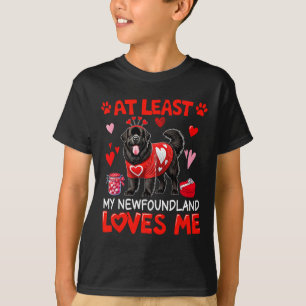 T-shirt Au moins mon Terre-Neuve m'aimant la Saint-Valenti