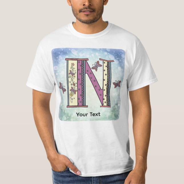 T-shirt au monogramme N floral (Devant)