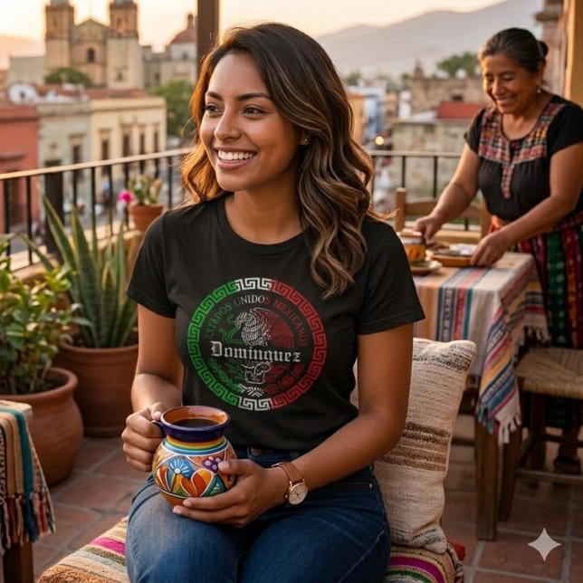 T-shirt au nom de famille Domínguez (Domínguez Last Name México emblem shirt)