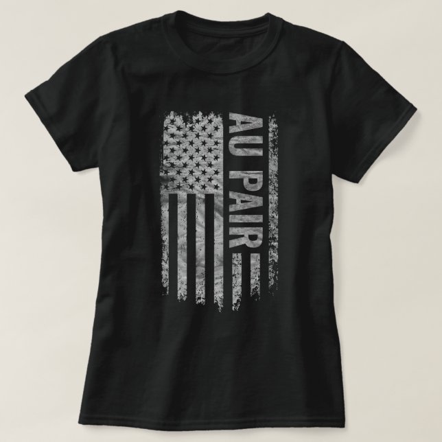 T-shirt Au Pair USA Flag Distressed design (Design devant)