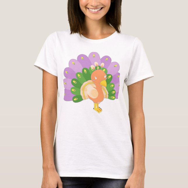 T-shirt au paon mignon  (Devant)