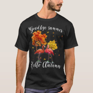 T-shirt Au revoir Été Bonjour Automne Maple Flamant rose L