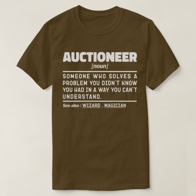 T-shirt Auctioneer Noun Définition Marketer Drôle Sayings (Design devant)