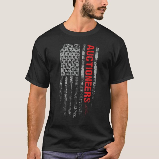 T-shirt Auctioneers USA Flag Profession Vintage Auctioneer (Devant)