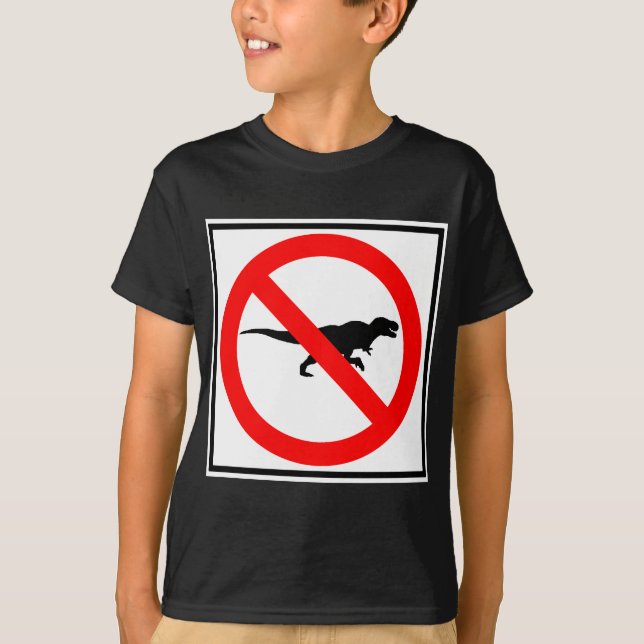 T-shirt Aucun dinosaure de signe de route de T-Rexes (Devant)