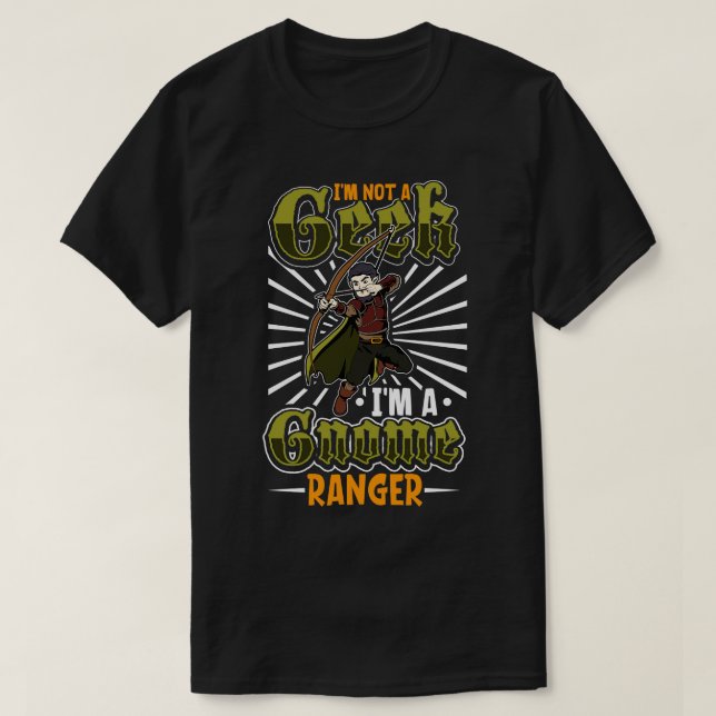 T-shirt Aucun geek D20 Roleplaying Character Gnome Ranger (Design devant)