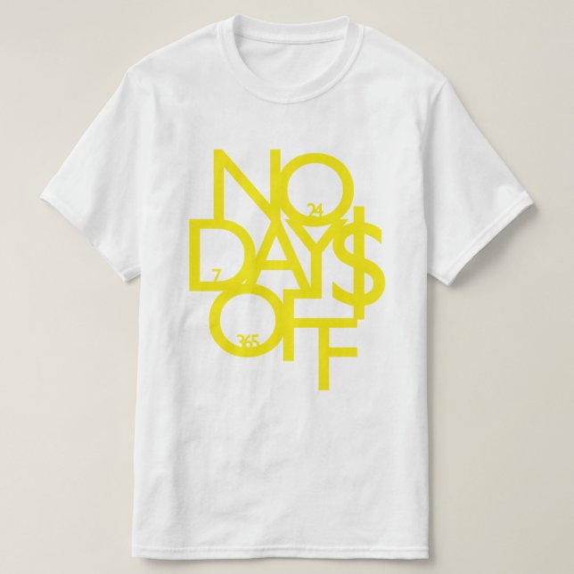 T-shirt Aucun Jour De Jour De Blanc/Jaune (Design devant)
