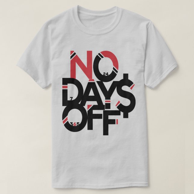 T-shirt Aucun Jour De Repos Noir/Rouge/Gris (Design devant)