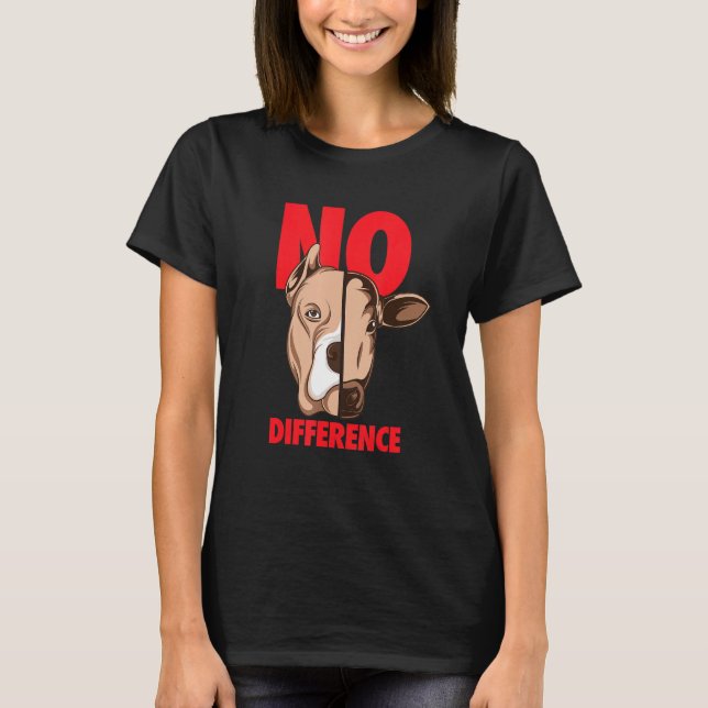 T-shirt Aucune Différence Chien Et Vache Végétarien Et Vég (Devant)