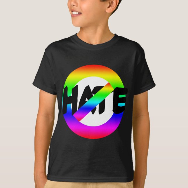 T-shirt Aucune haine avec des couleurs d'arc-en-ciel sur (Devant)