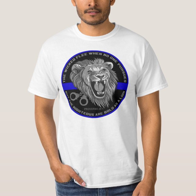 T-shirt Audacieux comme chemise mince de Blue Line de lion (Devant)
